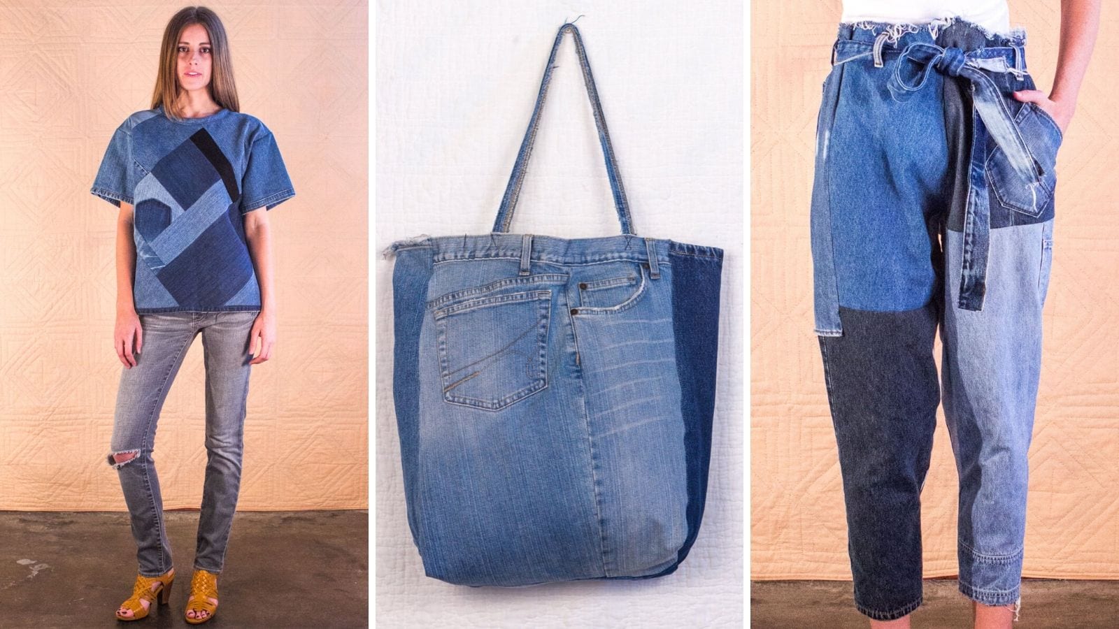 Denim Bag of Recycled Jeans, Blue